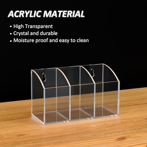 Acrylic Pen Holder Box 3 Compartments, Clear Pencil Storage Organizer for Desk or Wall, Acrylic Organizer Holder for Pens, Office Desk Accessories, Makeup Brush