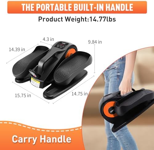 Under Desk Elliptical Machine, Leg Exerciser for Seniors Adults, Adjustable Speeds Elliptical Trainer with Remote, Quiet & Portable Mini Seated Pedal Exerciser for Home Office Use
