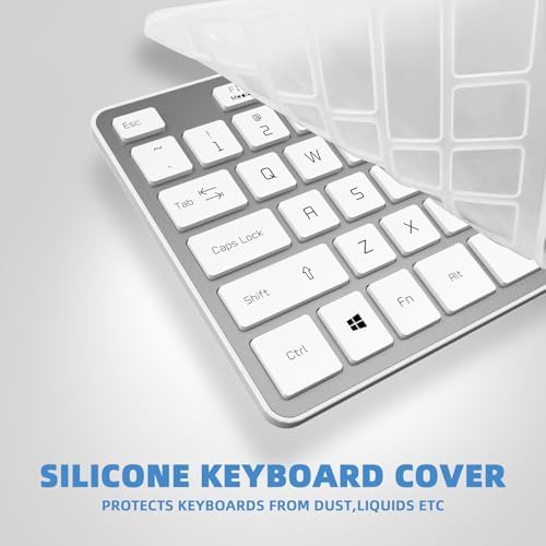 Wired USB Keyboard, Comfortable Quiet Chocolate Keys, Durable Ultra-Slim Computer Keyboard Wired(QWERTY) for PC, Windows 11/10/8/7/XP/Vista KB1430 (Sliver-1, Wired Keyboard for Windows)