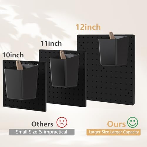 FZK Plastic Pegboard Wall Organizer Kit, 12x12, 4 Pack, Black
