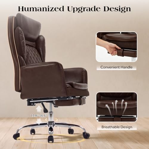 Big and Tall Executive Criss Cross Office Chair with Footrest Flip Armrest