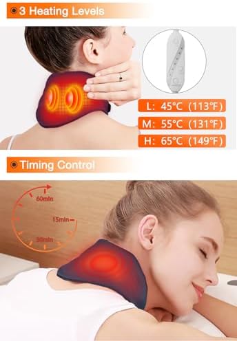 Neck Heating Pad, Arris Heated Neck Wrap with Adjustable Time and Temperature Control, USB Powered Neck Pain Relief, Stiffness Relief or Postoperative Recovery Blue