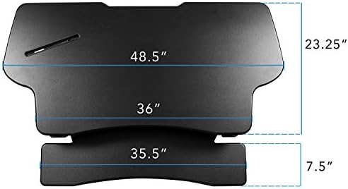Mount-It! 48.5" Electric Standing Desk Converter for Dual Monitors, Motorized Sit Stand Electric Desk Riser with USB Port & Device Slot, Keyboard Tray, Adjustable Height Ergonomic Workstation, Black