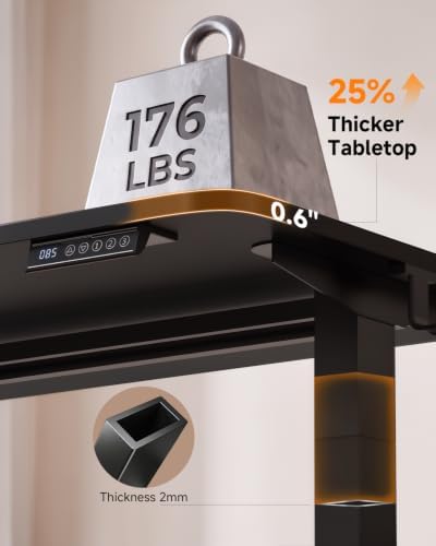 Standing Desk, 55 × 24 Inches Electric Height Adjustable, Home Office
