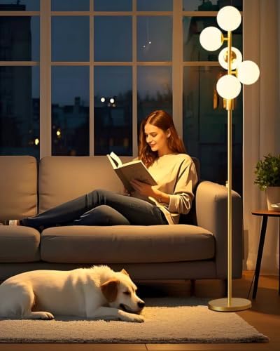 Lightdot Globe Floor Lamp Mid Century Modern Floor Lamp for Living Room