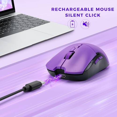 KOPJIPPOM Silent Wireless Keyboard and Mouse Combo - Keyboard with Large Print Cover, 2.4GHz Full-Sized Ergonomic Keyboard with Wrist Rest and Mouse for Laptop, PC, Notebook, Desktop