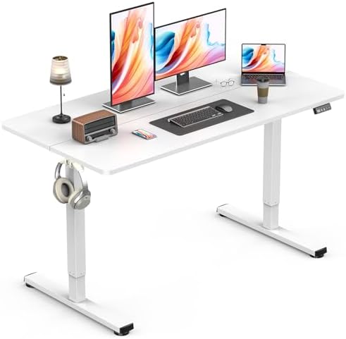 Electric Standing Desk, Gaming Desk, 48 x 24 Inch, White
