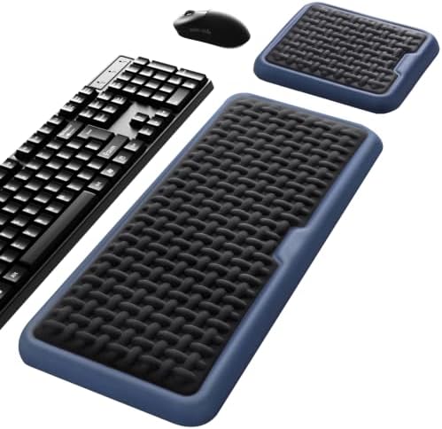 MEKASS Extra Large Wide Wrist Rest Set for Keyboard and Mouse, Ergonomic Memory Foam Wrist Support with Non-Slip Silicone Base, Pain Relief, Desk Cushion for Office, Work, Gaming