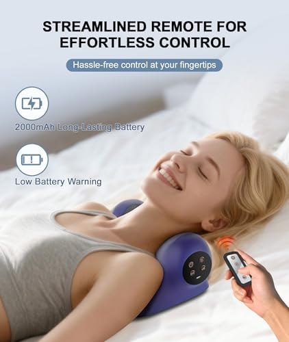 Neck Massager with Heat, Red Light & Vibration Adjustable, Heated Neck Stretcher with 3 Modes, Rechargeable Cervical Traction Device for Pain Relief & Muscle Relaxation, Gift for Women Men
