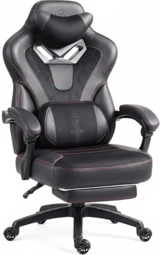 Dowinx Big and Tall Gaming Chair for Adults with Footrest, Massage Lumbar