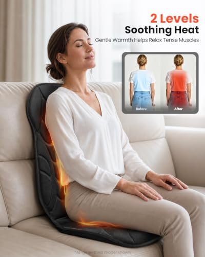 COMFIER Back Massager with Heat, Vibration Massage Chair Pad with 8 Motors