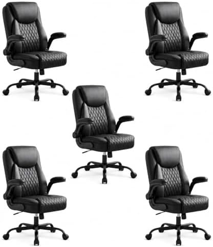 GTPLAYER Black Office Desk Chair with 90° Flip-up Arm, 5 Pack