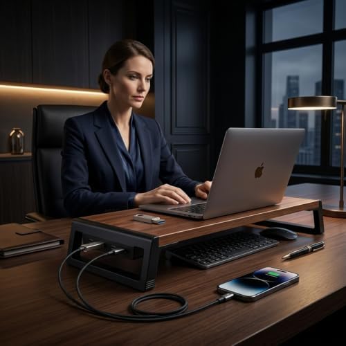 Zapuno Desk Organizer and Accessories, Computer Monitor Stand Riser with USB Hub , Laptop Stand