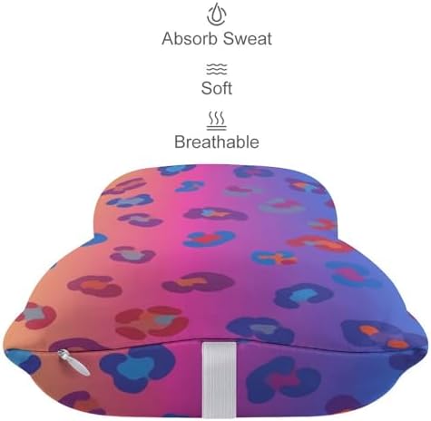 2 Pcs Comfortable Car Neck Pillow Rainbow Cheetah Leopard Print Travel Headrest Support for Driving Airplane Home Resting