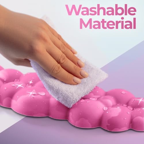 TheTrulyCharter- Cloud Wrist Rest Keyboard, Mouse Pad, Wrist Rest for Computer Keyboard, Cloud Drink Coaster and Simple Mouse Pad. (Pink- hot)