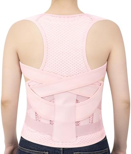Back Brace Posture Corrector for Women and Men Adjustable Shoulder Straightener Helps Reduce Upper Lower Back Pain Relief Support Hump Scoliosis Hunchback Slouching Kyphosis Traction Correction Syste Pink Large