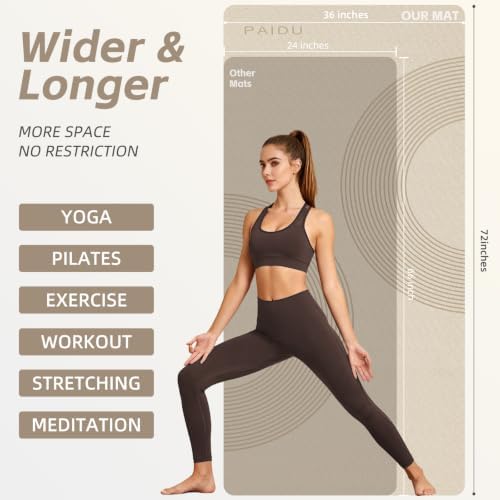 PAIDU Extra Large Yoga Mat, 72"x36" 10MM Thick POE Non Slip Exercise Mat