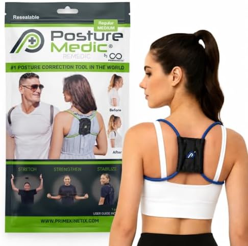 PostureMedic Plus Strength Dynamic Posture Corrector for Athletes – High Resistance Training System for Performance & Recovery – Professional Grade Posture Trainer for Men & Women - Size M (Blue)