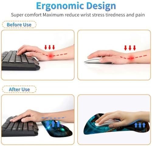 3-in-1 Ergonomic Memory Foam Keyboard Wrist Rest Pad Set, Flame Cat