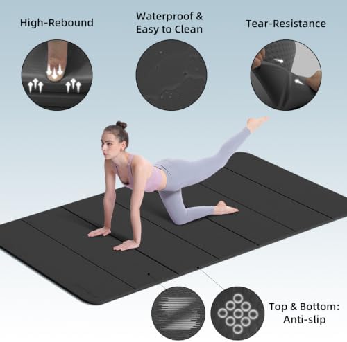 PAIDU Foldable Yoga Mat 10MM Thick 75‘’x40‘“ Quick Fold Easy Storage
