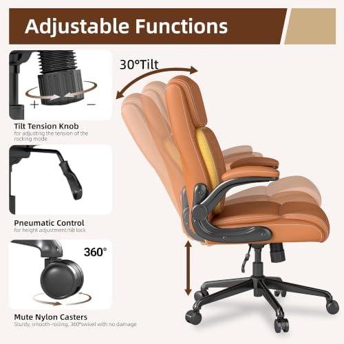 Youhauchair Executive Office Chair, Leather Computer Desk Chair, Brown
