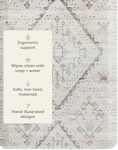 House of Noa Nama Standing Mat – Anti-Fatigue Kitchen Mats for Floor, Cushioned & Non-Slip Kitchen Comfort Mat for Standing, Thick Foam Anti-Fatigue Mat for Kitchen & Workspaces, Ula Calico 22" x 54"