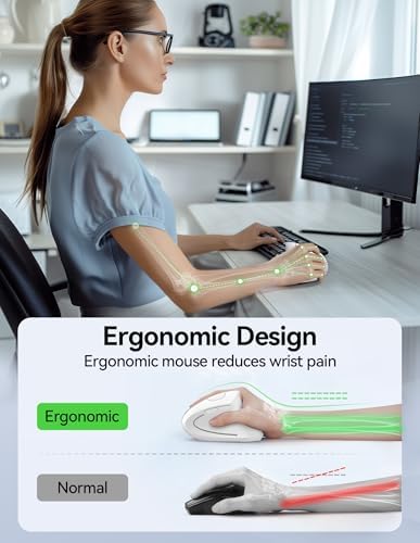 TECKNET Wireless Ergonomic Mouse, Rechargeable Wireless Vertical Mouse