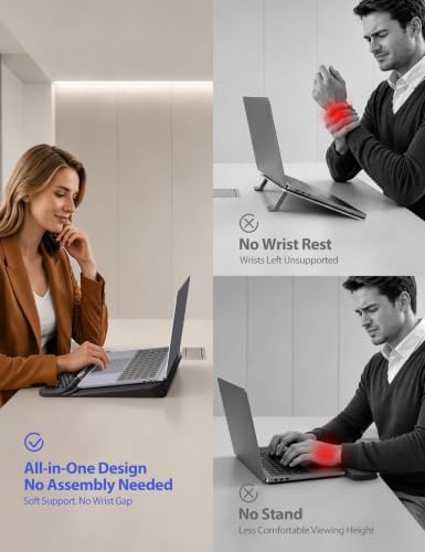 Vaydeer Laptop Stand with Wrist Support and Storage, Memory Foam Wrist Rest