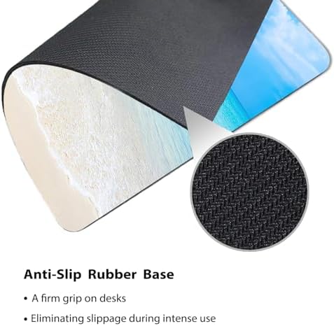 9.5x7.9 Inch Office/Gaming Mouse Pad, Tropical Sandy Beach Turquoise Sea Ocean Coastal Paradise, Cute Anti-Slip Mat for Desk Decor