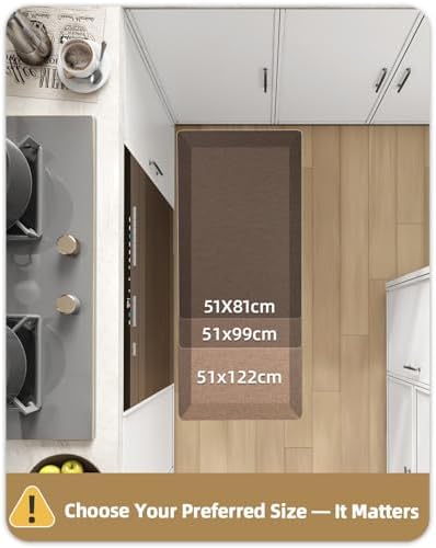 Color&Geometry Anti Fatigue Cushion Mat for Home Office Comfort Standing 48"x20", 0.9 Inch Thick, Non-Slip Padded Ergonomic Floor Mat for Standing Desk, Kitchen Sink and Laundry, Khaki