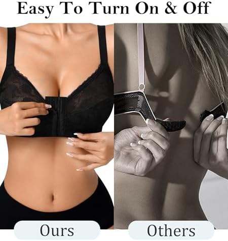 Front Closure Posture Corrector Wireless Bra Back Support Comfy Unlined Bras Full Coverage Bra with Nipple Covers