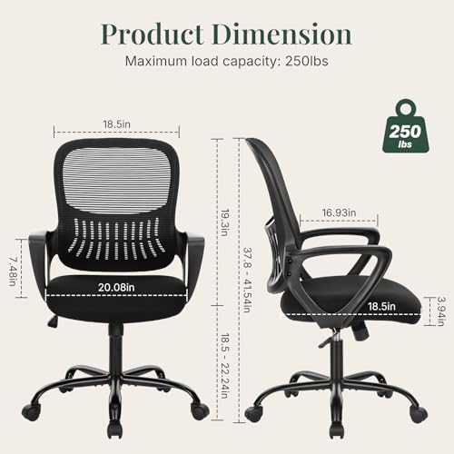 Home Office Desk Chair, Lumbar Support, Mesh Back Computer Chair
