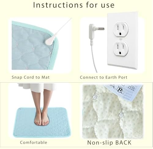 Conductive Metal Fabric Grounding Mat Set with Grounding Wristband and 15ft Cord for Bed/Desk/Floor/Feet - Machine Washable, Healthy Material to Improve Sleep and Wellness