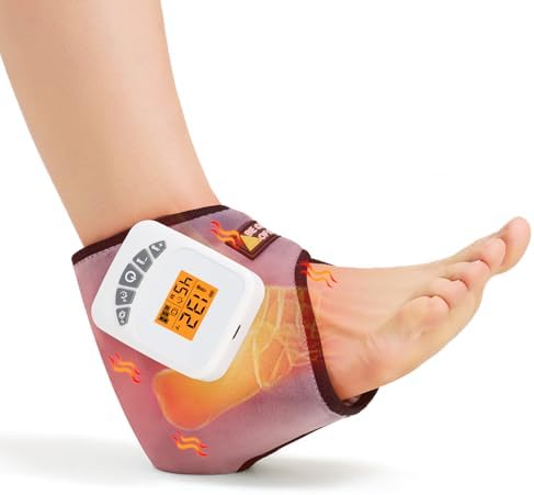 AOKESTE Cordless Ankle Heating Pad with Vibration Massage,Upgraded 5000mAh Rechargeable Heated Foot Massager for Pain Relief, Arthritis, Achilles Tendonitis & Plantar Fasciitis((Low Noise)