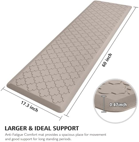 WISELIFE Kitchen Mat Cushioned Anti Fatigue Runner Rug, 17.3"x60", Khaki