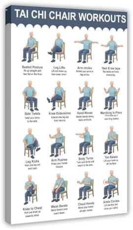 Tai Chi Chair Workouts Tai Chi Exercise Chart Gentle Exercise Plan Workout Plan Canvas Poster Bedroom Decor Room Decor Frame 16x24inch
