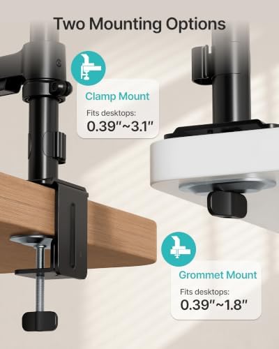 PEGZONE Dual Monitor Stand for 17-32 Inch Screens, Gas Spring Arms