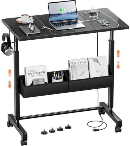 Small Mobile Standing Desk: 5-in-1 Charging Station - Power 5 Devices
