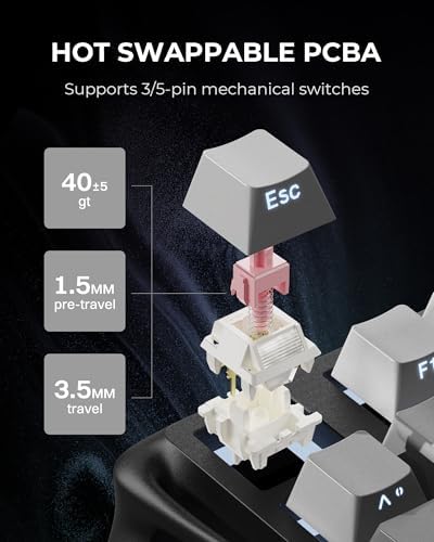 GravaStar Mercury K1 75% Wireless Mechanical Gaming Keyboard RGB Backlit