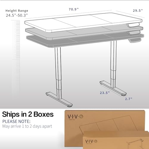 VIVO Black 71 x 30 in Standing Desk, DESK-KIT-2W7B