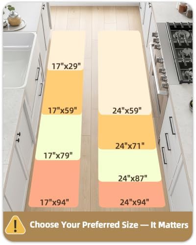 Color&Geometry Wide Kitchen Floor Mat 24x108 Anti Fatigue Easy Clean, Black