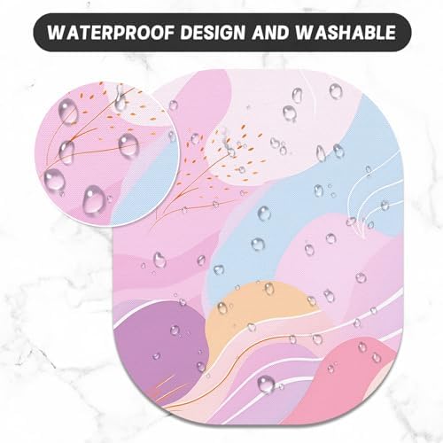 Small Mouse Pad, 6 x 7 Inch, Oval Mini Mouse Pad with Non-Slip Rubber Base for Laptop Wireless Mouse Keyboard Tray Mousepad, Wave Pattern
