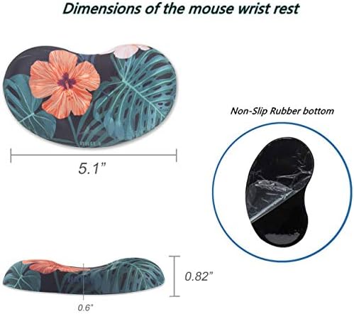 BRILA Memory Foam Mouse & Keyboard Wrist Rest Support Pad Cushion Set for Computer, Laptop, Office Work, PC Gaming - Massage Holes Design - Easy Typing Wrist Pain Relief (Floral Leaves)