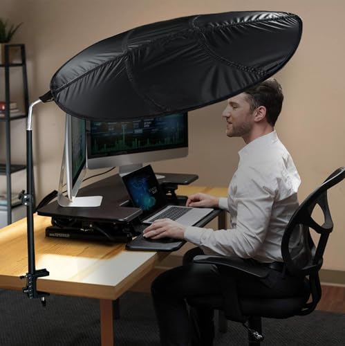 Office Cubicle Shade Cubicle Desk Light Shield to Block Anti-Glare Cover Light Sensitive Professionals Cubicle Light Quick Install Shading Light Shade with Clamp (Black Leaf)