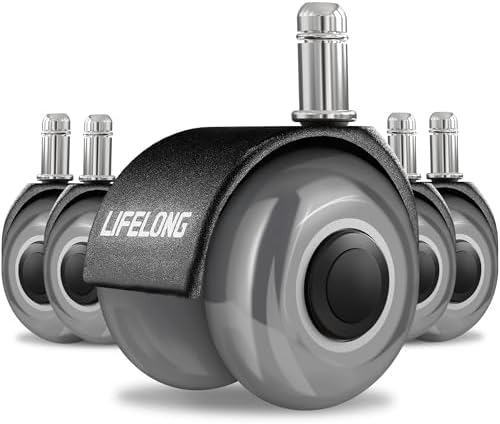 Lifelong 2Inch Office Chair Wheels Replacement, Heavy Duty, 5-Pack Fits 98%
