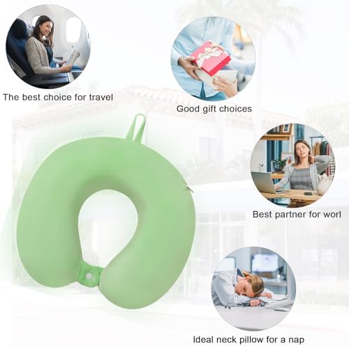 Neck Pillow for Travel U Shape Memory Foam Pillows, Green