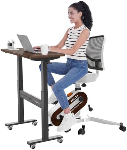 HitGo Ergonomic Office Chair with Exercise Bike, 330LBS Under-Desk Bike with 9-Level Height-Adjustable Seat, 8-Level Resistance, Rolling Wheels, Quiet Fitness for Home Office