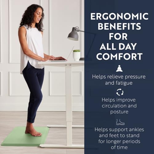 KANGAROO Cushioned Anti Fatigue Kitchen Mats for Floor, 20x58 Sage Green | Reduce Foot, Knee, Back Pressure, 3/4 Inch Thick Ergonomic Mat, Waterproof Comfort Rug for Sink, Standing Desk, Store Floors