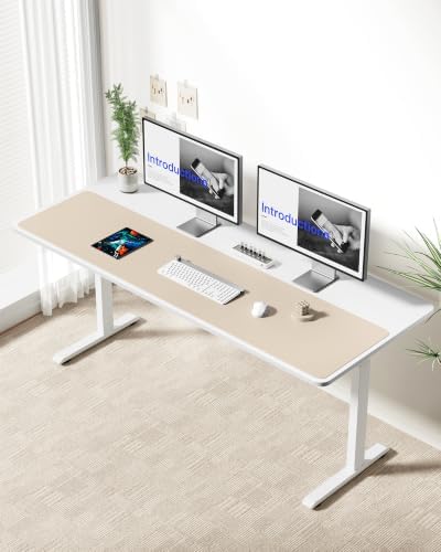 YSAGi Leather Desk Pad Protector, Office Desk Mat, Large Mouse Pad, Non-Slip PU Leather Desk Blotter, Laptop Desk Pad, Waterproof Desk Writing Pad for Office and Home (Eggshell,55" x 17.2")