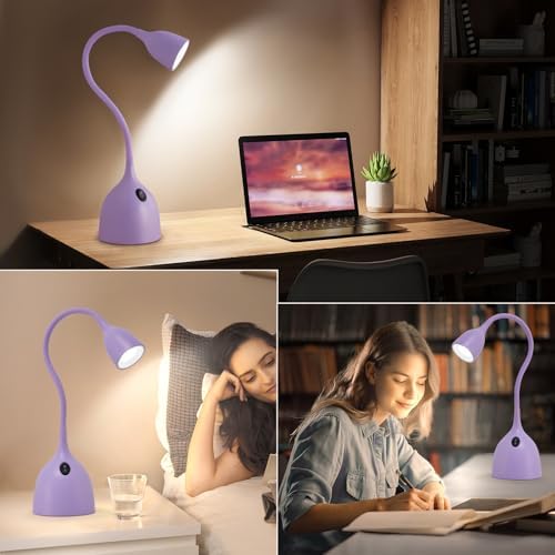 EJIAXIN Desk Lamp for College Dorm Room - LED Reading Light, Purple